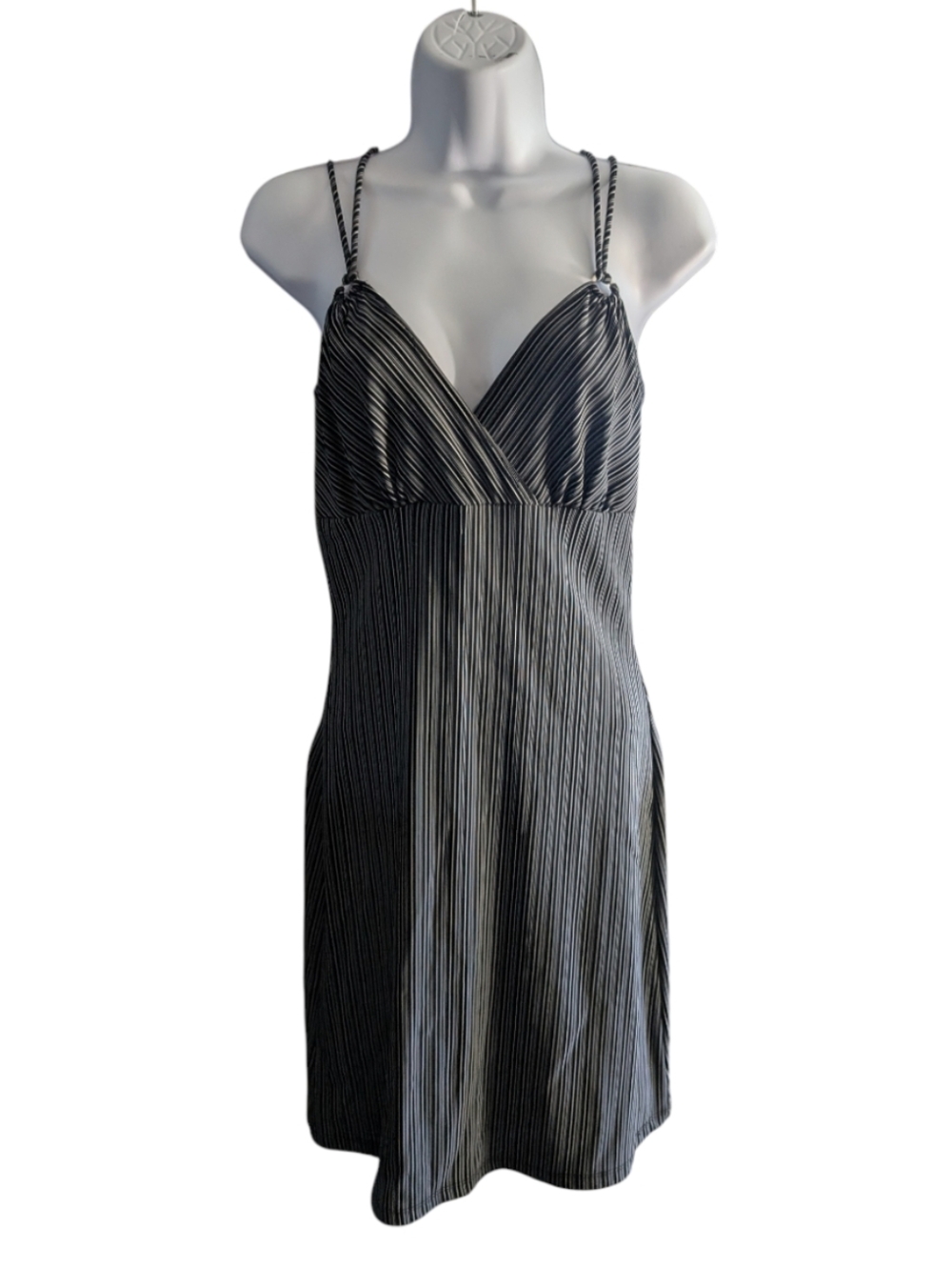 Striped V-Neck Spaghetti Strap Dress